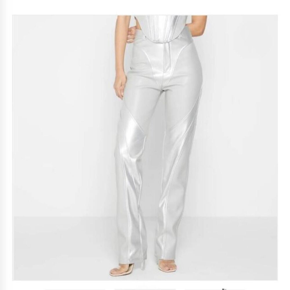 Mainere De Voir Vegan Leather High Waist Straight Leg Pants